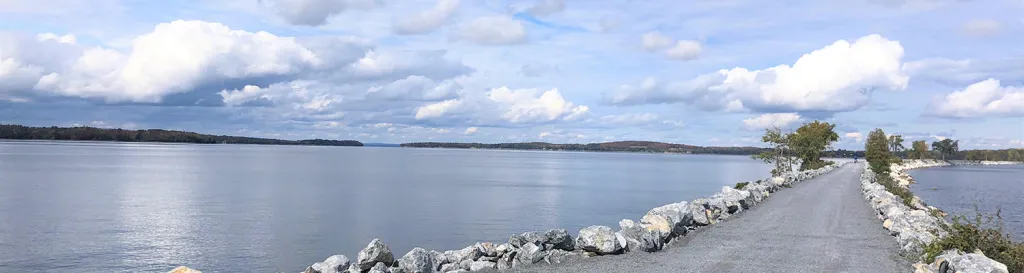 clouds and lake, with bike path